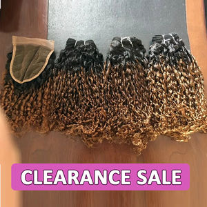 Extensions de cheveux humains Ombre Brun T1b 30 Mongolian <span class=keywords><strong>Pixie</strong></span> Curls avec closure et frontal - Product Image 3