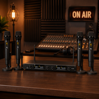 Système de microphone sans fil professionnel JIN JUE JU842, 4 canaux UHF, récepteur fixe avec 4 micros portatifs pour les célébrations religieuses