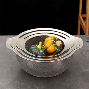 Wholesale Stainless Steel 201 Fruit <b>Vegetable</b> Washing Bowl Strainer Bucket Rice Sieves for Kitchen - Product Image 3