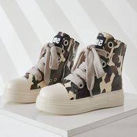 Sepatu Wanita Grosir Sepatu Tali Sepatu Outdoor Kasual Boots Fashion High Top Kulit PU Sneakers Platform Wanita