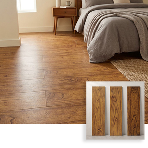 Carreaux de sol en porcelaine imitation bois mat rustique 150x600mm, couleur rouge, pour chambre, hôtel et café. - Product Image 1