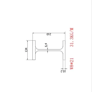 H-Vormig Staal (Astm A6/A 6M-12)W 8*21 Specificatie 210*134*6.4*10.2 Materiaal A36/A572/A992 Specificatie Vergelijking