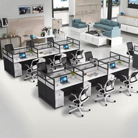 Poste de travail modulaire contemporain en bois avec écran de séparation, chaise de bureau et combinaison de bureaux multi-personnes, écologique et assemblable