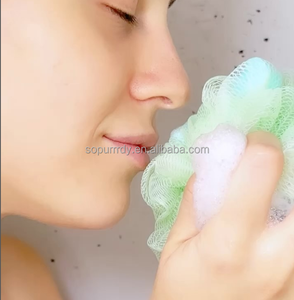 Logo personnalisé douche bouffée de bain savon éponge luffa <span class=keywords><strong>Loufa</strong></span> corps lavage boule maille pouf épurateur bain gant de toilette avec savon fleur d'olivier - Product Image 5