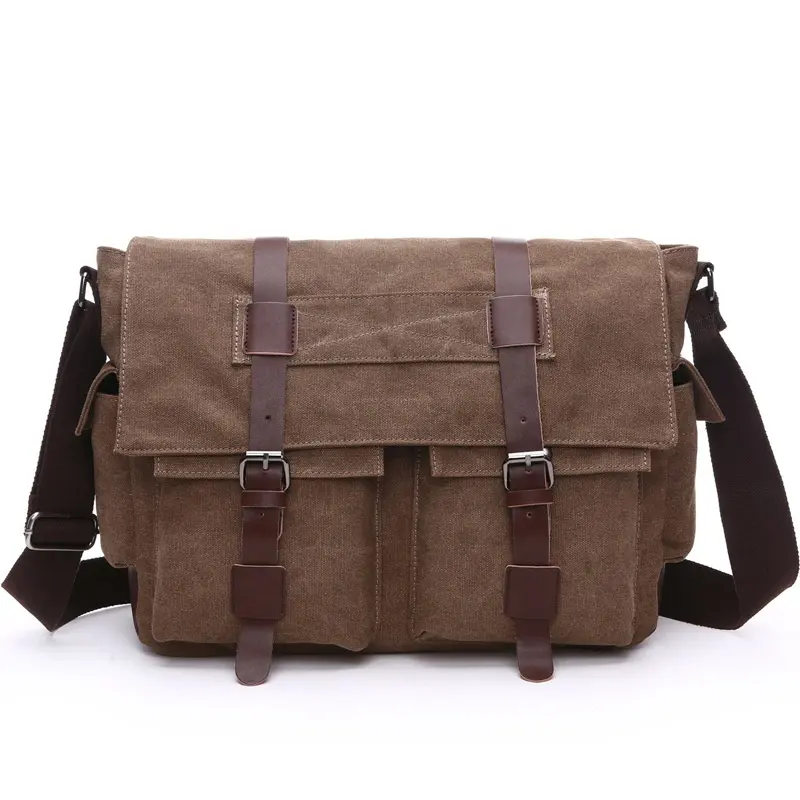 Vintage Style Custom Canvas Men's Casual Messenger Bags Crossbody Bag Laptop Messenger Bag Wholesale