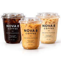 Gobelets en plastique transparent personnalisés avec couvercles en dôme PET en gros pour café glacé, café à emporter, vente en gros pour restaurants
