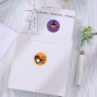 Rouleau d'autocollants adhésifs double face pour Halloween, décorations de fête à thème citrouille pour enfants, étiquettes pour bonbons et cadeaux