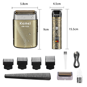 KEMEI Km-1538 Kit Rasoio Elettrico Personale 600mAh, Set 2in1 per Uomo, Impermeabile IPX6, Macchina per Tagliare la <span class=keywords><strong>Barba</strong></span>, Fornitore all'Ingrosso - Product Image 2