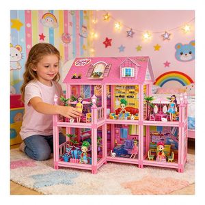 Indoor Pretend Play Villa Houses With Bedroom Kitchen Bathroom Furniture Gift for Kids Girls <b>Boys</b> - Product Image 4