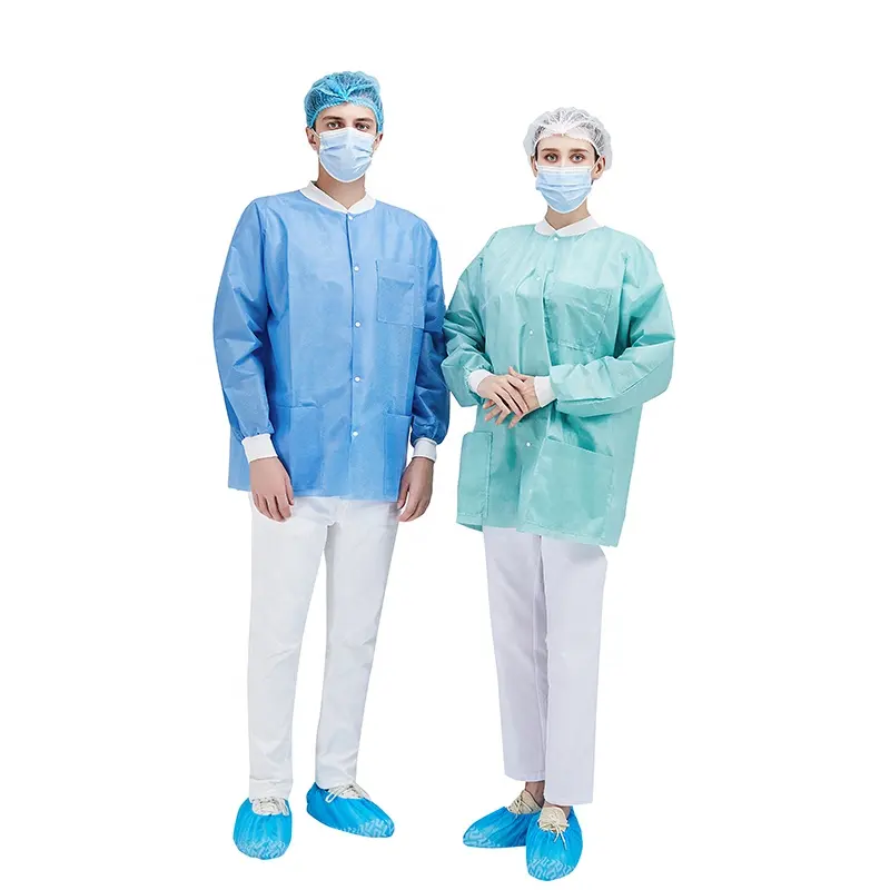 Hot Selling Short Lab Coat Disposable Doctor Medical Green Lab Jacket