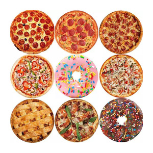 Novedad presente tamaño personalizado galletas rojo <span class=keywords><strong>Pepperoni</strong></span> comida realista <span class=keywords><strong>Pizza</strong></span> divertido Super suave franela cómoda manta redonda - Product Image 1