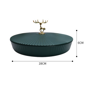 Light Luxury Plastic Fruit <strong>Tray</strong> with Wheat Straw Divider New Year Snack <strong>Candy</strong> <strong>Tray</strong> for Home Living Room Dishes &amp; Plates - Product Image 5