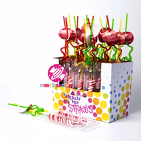 Vente en gros de bonbons Sucette saveur de fruit sucette torsadée multicolore avec bâtonnets de paille bonbon dur
