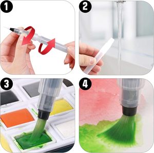Ensemble de stylos pinceaux à eau, réservoir d'eau rechargeable, pointe souple avec poils en nylon, virole en métal pour débutants en <span class=keywords><strong>aquarelle</strong></span> et dessin au trait - Product Image 5