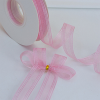 Haute qualité personnalisé rose fait à la main Organza mousseline de soie ruban 100% Polyester fête mariage Festival décorations boîte-cadeau emballage