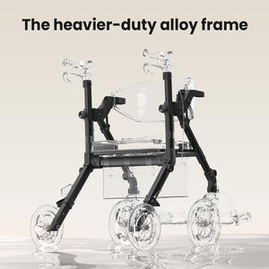 मैट पेशेवर समायोज्य स्टील रोलेटर वॉकर आरामदायक सीट पोर्टेबल रोगी खरीदारी चिकित्सा आउटडोर तह उपकरण - Product Image 3