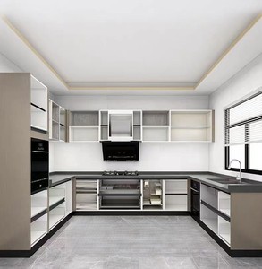Juego <span class=keywords><strong>de</strong></span> armario <span class=keywords><strong>de</strong></span> cocina <span class=keywords><strong>de</strong></span> almacenamiento minimalista moderno tablero <span class=keywords><strong>de</strong></span> melamina tamaño personalizado islas fregadero accesorios incluidos <span class=keywords><strong>Alacena</strong></span> - Product Image 2