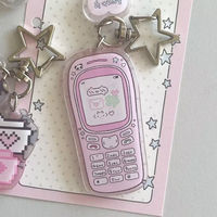 Porte-clés Léger en Acrylique Rose Ancien Mignon de Dessin Animé, Pendentif Créatif pour Sac d'Étudiant, Ornement Suspendu