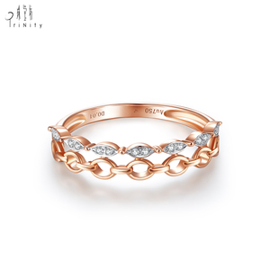 Haut de gamme 18K or diamant naturel Double empilable chaîne anneau mode fille Design Style Antique pour la fête de mariage en gros - Product Image 2