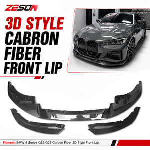 Divisor Delantero de Fibra de Carbono Real ZESON, Estilo 3D, 3 Piezas, para <span class=keywords><strong>BMW</strong></span> Serie 4 G22 G23 M440i 430i Coupé <span class=keywords><strong>2021</strong></span>+ - Product Image 1