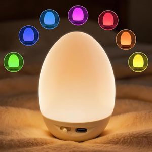 RGB <b>Egg</b> Shaped Night Light Touch Control Silicone LED Desk Lamp Wireless Bedroom <b>Decor</b> Light - Product Image 2
