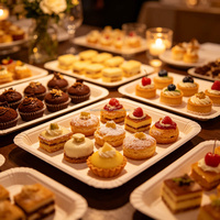 Assiettes en papier rectangulaires en gros pour la restauration, les desserts, les apéritifs et les présentations alimentaires