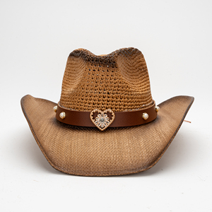 Sombrero de Paja Estilo Vaquero Occidental, Retro, Étnico, Europeo, Americano, Jazz, para Viajes al Aire Libre, Casual, con Ala Curva, para Protección Solar - Product Image 2