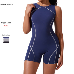 Nouvel arrivage de combinaisons pour femmes <span class=keywords><strong>une</strong></span> pièce entraînement Yoga séchage rapide élastique au-dessus du genou shorts pantalons combinaisons - Product Image 4