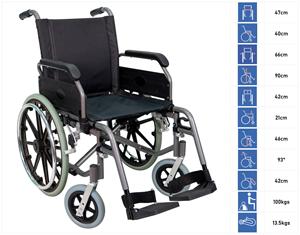 Silla de Ruedas <span class=keywords><strong>Manual</strong></span> Plegable Estándar de Estilo Europeo, de Aleación de Aluminio, Portátil, Compacta y Ajustable - Product Image 6