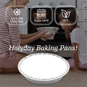 Barquette <span class=keywords><strong>jetable</strong></span> en PP et <span class=keywords><strong>aluminium</strong></span> recyclable de 9 pouces pour pain, gâteaux, pâtisseries, moule à tarte, <span class=keywords><strong>plat</strong></span> à pizza rond pour <span class=keywords><strong>four</strong></span> - Product Image 5