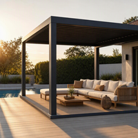 Pergola à lames orientables électriques résistante à la neige, taille personnalisable, en alliage d'aluminium, mobilier d'extérieur pour application sur les toits d'hôtels
