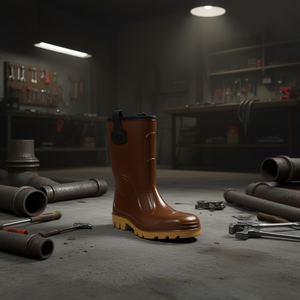 Botte de sécurité en PVC marron avec semelle en caoutchouc pour la protection au travail - Product Image 3