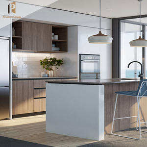 Armoire de <span class=keywords><strong>cuisine</strong></span> en PVC à grain de bois au design simple pour la <span class=keywords><strong>cuisine</strong></span> à domicile <span class=keywords><strong>Cuisine</strong></span> complète - Product Image 2
