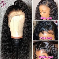 FH HD Perruque Lace Frontal Blanchis Petits Noeuds 13x4 Swiss HD Lace Kinky Curly Perruque Lace Front de cheveux humains