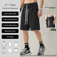 Pantalones Cortos de Algodón 100% de 320g con Efecto Lavado Vintage, Diseño de Copo de Nieve Retorcido y Doble Cintura, Estilo Urbano para Hombre