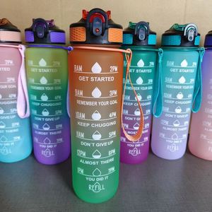 Hot Sale 1000Ml Leakproof Gradient Sports Gym Fitness Plastic <b>Water</b> <b>Bottle</b> With <b>Time</b> Marker - Product Image 3