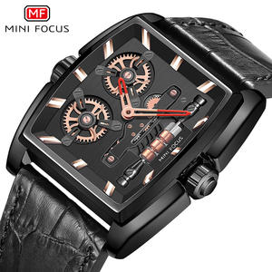 MINI FOCUS Montre populaire pour homme, boîtier en forme de seau, bracelet en cuir véritable, montre pour homme 0322G - Product Image 2