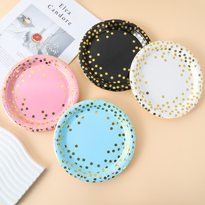 Assiettes en papier à pois créatives de 7 pouces, jetables, best-sellers, pour anniversaires, mariages, Saint-Valentin - Product Image 3