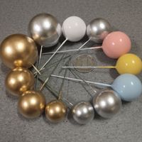 Fournitures de Cuisson d'Anniversaire Boules de Mousse Brillantes Cupcake Topper 1.5-4cm Or Argent Faux Boule pour la Décoration de Gâteau