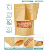 Sachets refermables en papier kraft brun de haute qualité avec fenêtre transparente, à fond plat et fermeture éclair