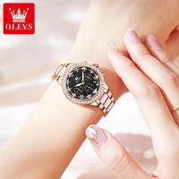 Montre à quartz élégante pour femme OLEVS 9999, personnalisable avec logo, en acier inoxydable, multifonctionnelle, chronographe, céramique