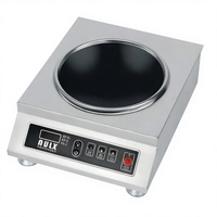 Tischplatte 3500W Hochleistungs-Edelstahl-Wok Konkaver Kommerzieller Elektrischer Induktionsherd Freistehend mit Einstellbarem Thermostat