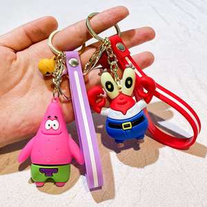 Llavero de PVC de Bob Esponja y Sr. Krabs, Diseño Animado en 3D, Lindo y Suave, Colgante para Coche - Product Image 3
