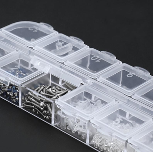 Boîte de rangement transparente en plastique à 12 compartiments pour bijoux et perles, vente en gros, OEM, haute qualité, sans BPA, empilable, pour cosmétiques et ongles - Product Image 6