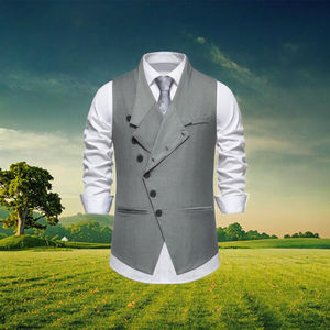 Chaleco Formal Europeo para Hombre, Primavera 2024, Cierre de un Solo Botón, Frente Diagonal, Impermeable y Transpirable, para Bodas y Fiestas - Product Image 3