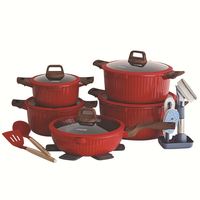Ensemble de 21 casseroles modernes antiadhésives et durables avec construction en alliage d'aluminium, compatibles induction, finition en pierre médicale