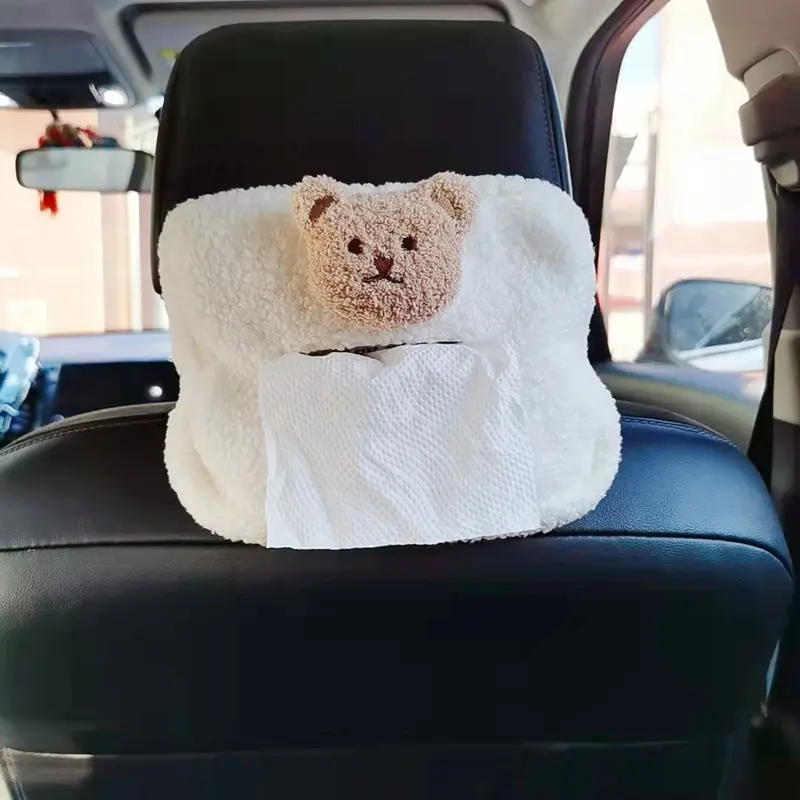 Best Seller Cute Plush Bear Animals scatola di fazzoletti seggiolino auto posteriore appeso scatola di carta decorazione della casa