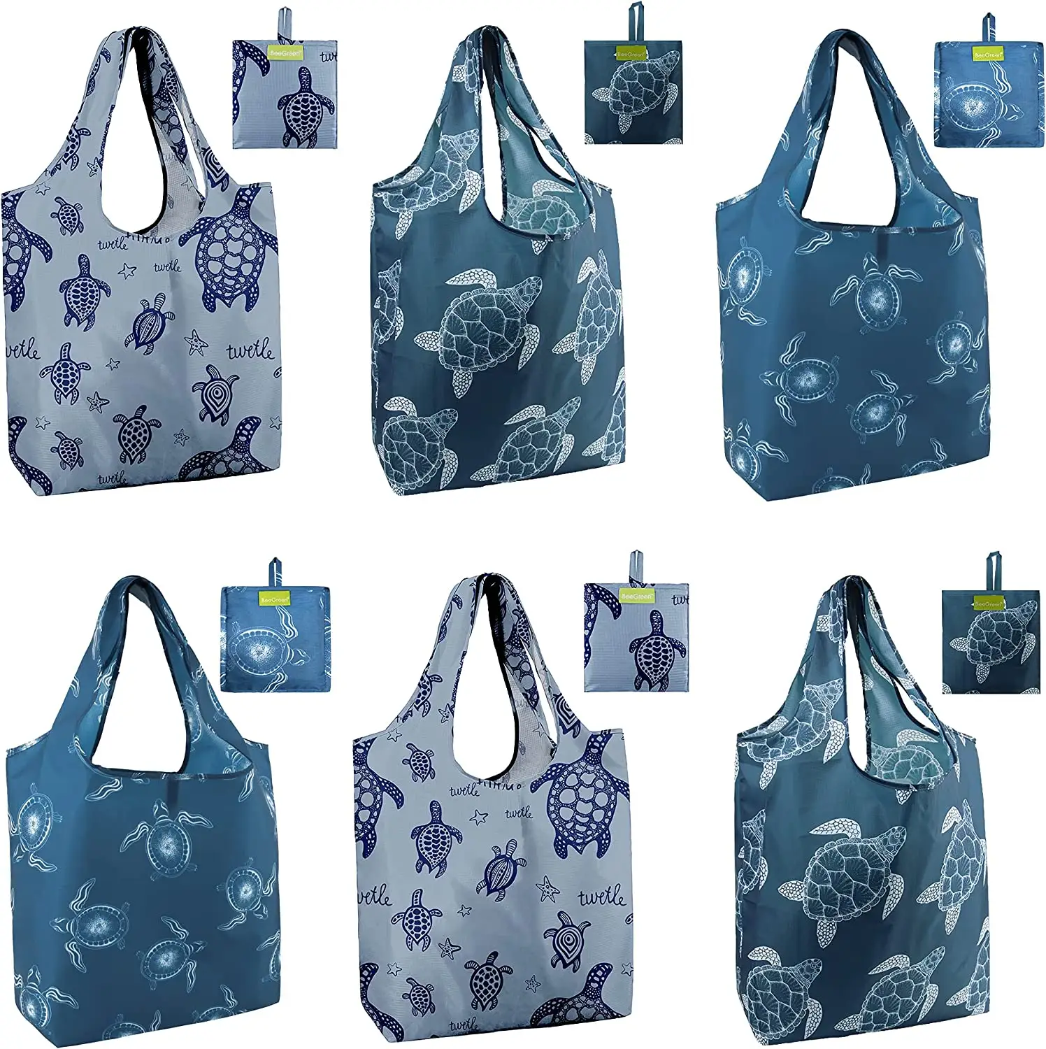Reusable Grocery Shopping Bags Cute Tote Bags Handles Shopping Bags with Small Pouch Large 50LBS Nylon Cloth Fabric Washable