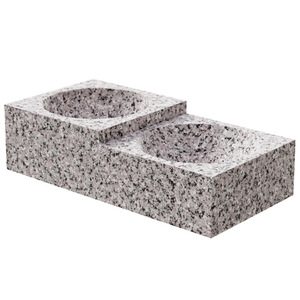 Stone Food Natural Stone Double Bowl Cat Food Bowl Water Bowl Pet Feeding Stable Non-Slip Design - Product Image 2
