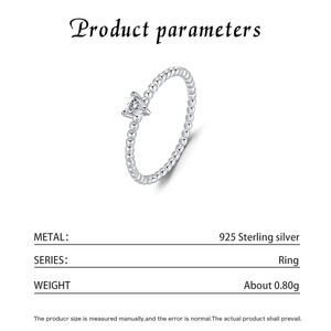 S925 <b>Silver</b> Women's Triangle Cut Diamond Engagement <b>Ring</b> Ball Bead Band Minimalist Prong Setting - Product Image 2